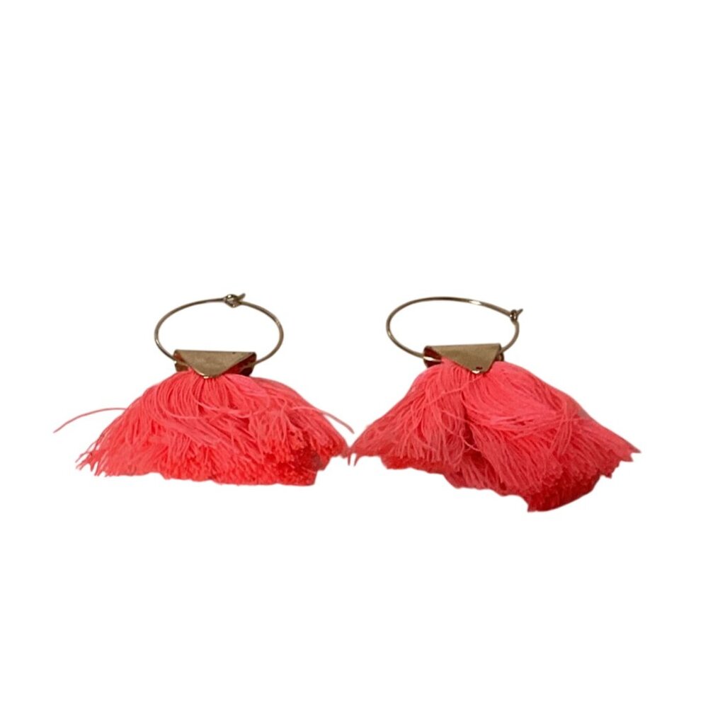 Tassel Hoop Earrings With Triangle Accent